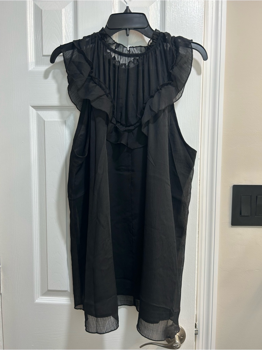 Black Ruffle Sleeveless Blouse - Women Tops